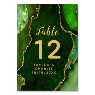 Numéro De Table Mariage en marbre vert et or