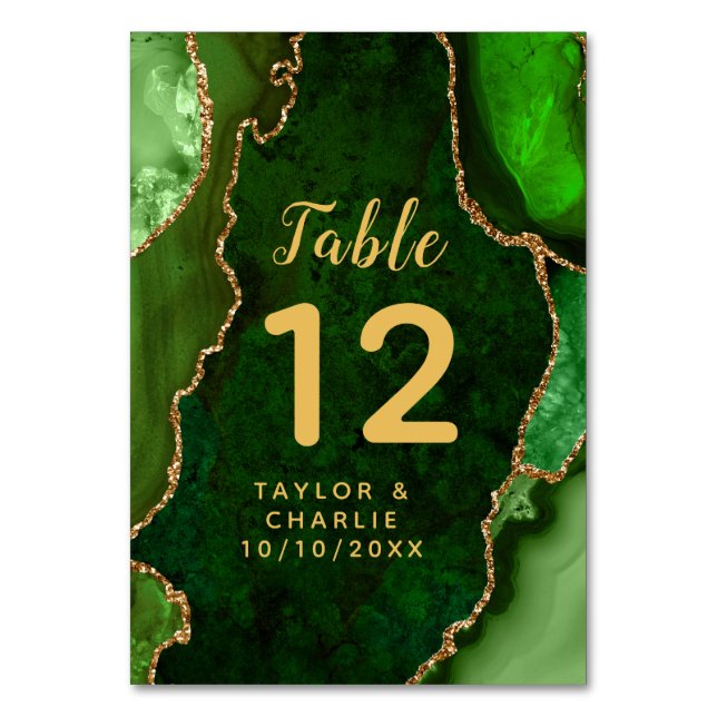 Numéro De Table Mariage en marbre vert et or (Par défaut)