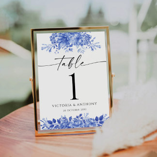 Numéro De Table Mariage en porcelaine bleue