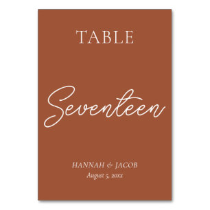Numéro De Table Mariage en terre cuite dix-sept