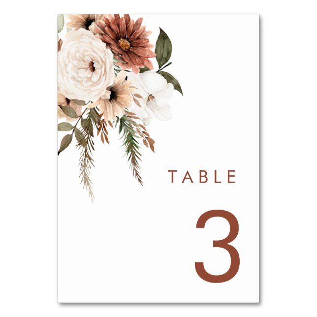 Numéro De Table Mariage en terre cuite fleurie de Bohême (Par défaut)