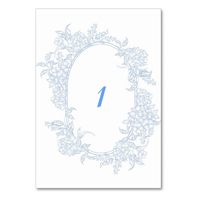 Numéro De Table Mariage encadré de fleurs bleues (Par défaut)