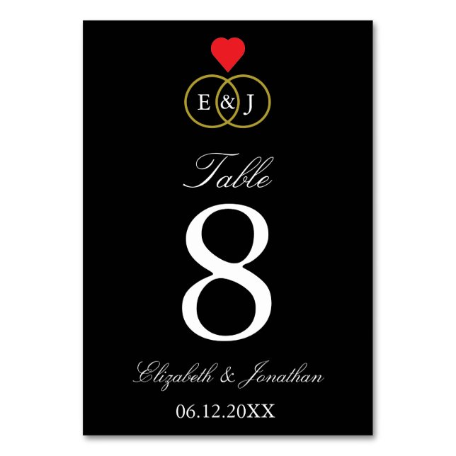 Numéro De Table Mariage Entwin Rings (Par défaut)