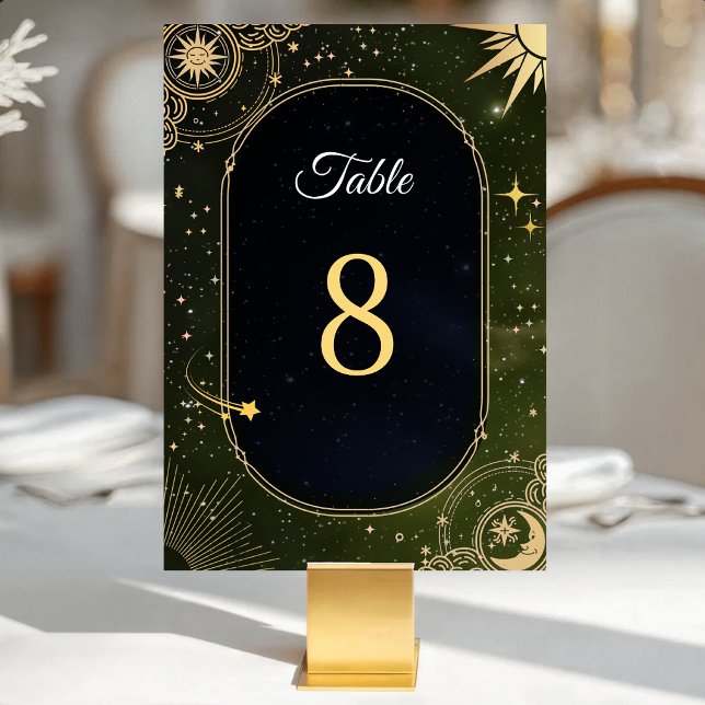 Numéro De Table Mariage étoile filante vert olive céleste (Créateur téléchargé)