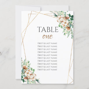 Numéro de table mariage Eucalyptus & Coton