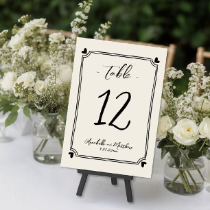 Numéro De Table Mariage Fantaisiste de Style Rétro Dessiné à la Ma