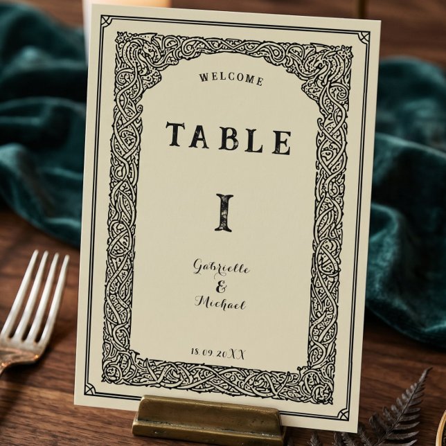 Numéro De Table Mariage Fantasy Celtique Médiéval Vintage (Créateur téléchargé)