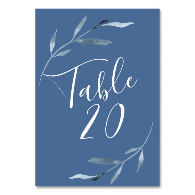 Numéro De Table Mariage Feuille bleu et blanc (Par défaut)