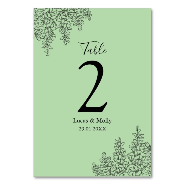 Numéro De Table Mariage Feuille de Fougère Vert Sauge (Par défaut)