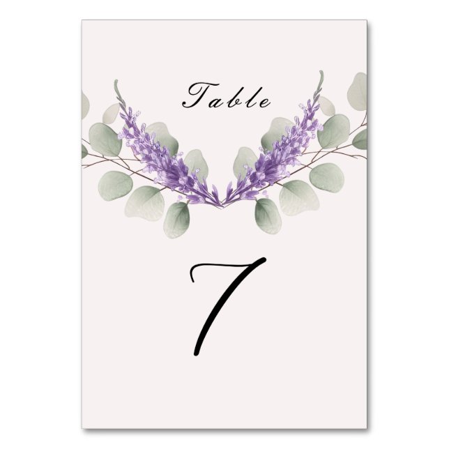 Numéro De Table Mariage Feuille Lavender Eucalyptus (Par défaut)