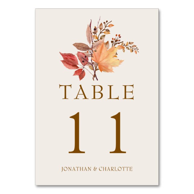 Numéro De Table Mariage Fleur Bohème Moderne Rustique d'Automne (Par défaut)