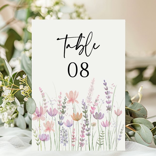 Numéro De Table Mariage Fleur de Champ au Pastel Doux (Créateur téléchargé)