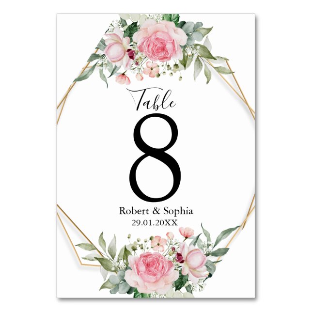 Numéro De Table Mariage Fleur Rose Blush (Par défaut)