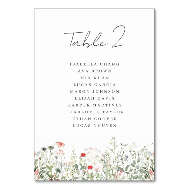 Numéro De Table Mariage fleur sauvage (Par défaut)