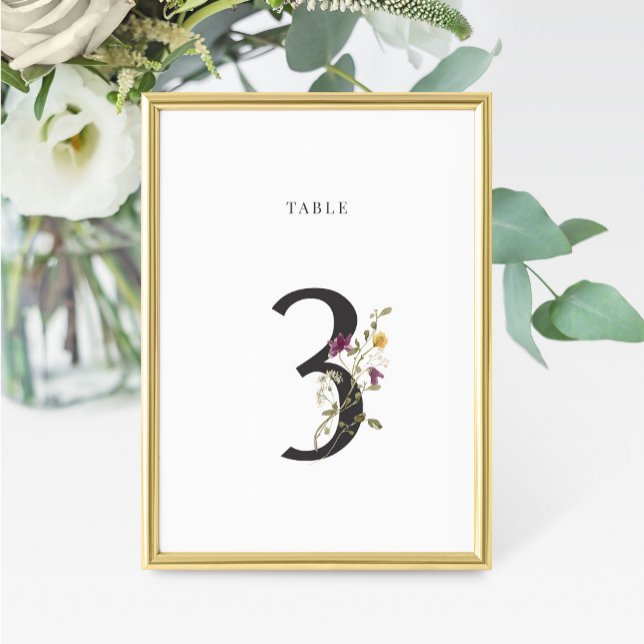 Numéro De Table Mariage Fleur sauvage aquarelle Numéro de tableau  (Créateur téléchargé)