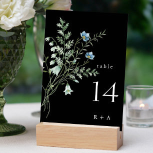 Numéro De Table Mariage Fleur sauvage Black Elegant