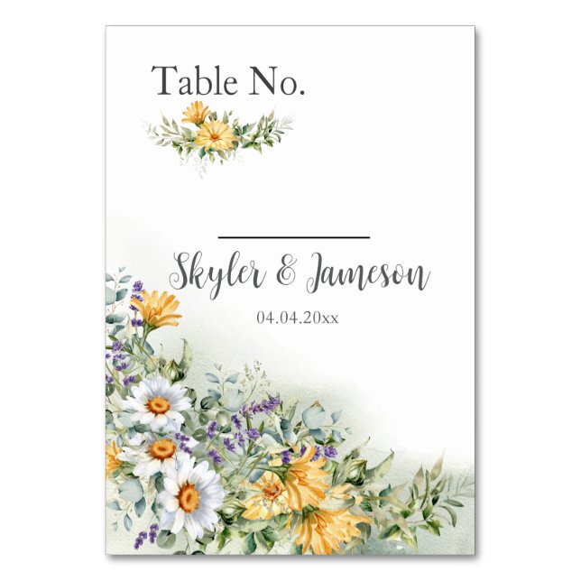 Numéro De Table Mariage Fleur sauvage coloré (Par défaut)