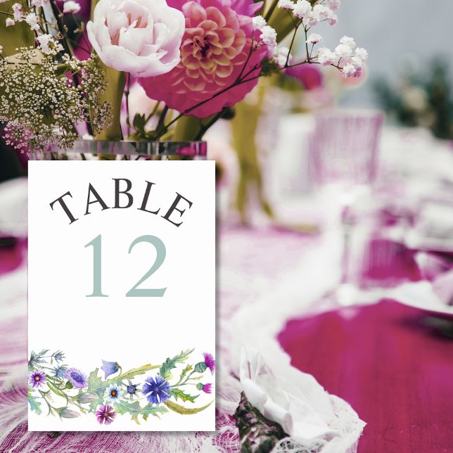 Numéro De Table Mariage fleur sauvage couleur aquarelle (Créateur téléchargé)