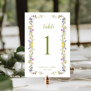 Numéro De Table Mariage Fleur sauvage de jardin Whimsical