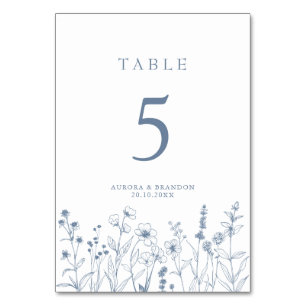 Numéro De Table Mariage Fleur sauvage de périphérique minimaliste 