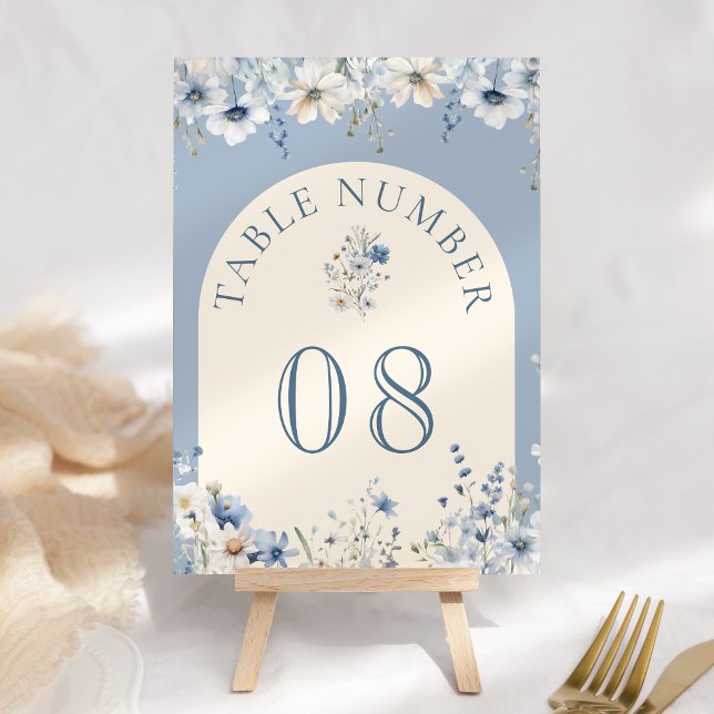Numéro De Table Mariage Fleur sauvage Dusty Blue Boho (Créateur téléchargé)