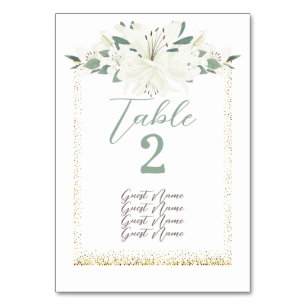 Numéro De Table Mariage Fleur sauvage élégant Charm Green