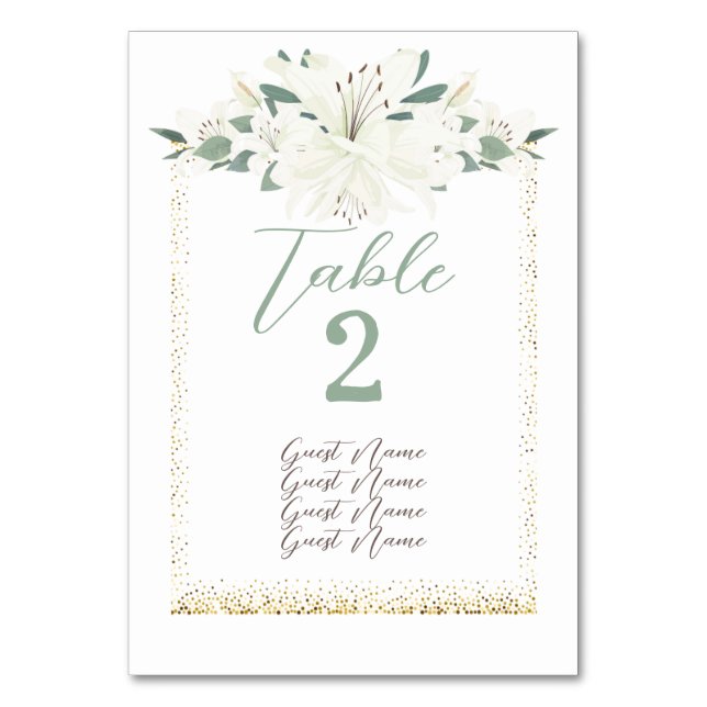 Numéro De Table Mariage Fleur sauvage élégant Charm Green (Dos)