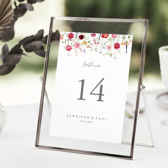 Numéro De Table Mariage Fleur sauvage multicouleur simple (Créateur téléchargé)