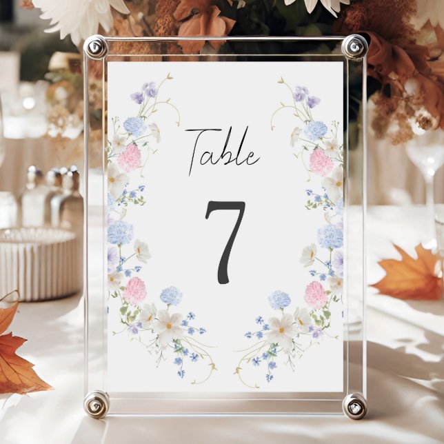 Numéro De Table Mariage Fleur sauvage rose et violet printemps (Créateur téléchargé)