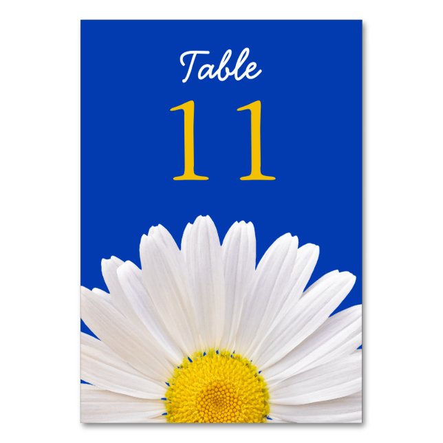 Numéro De Table Mariage Fleur Shasta Daisy jaune blanc Cobalt (Par défaut)