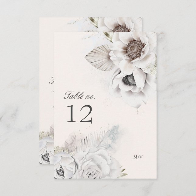 numéro de table mariage fleuri élégant romantique (Devant / Derrière)