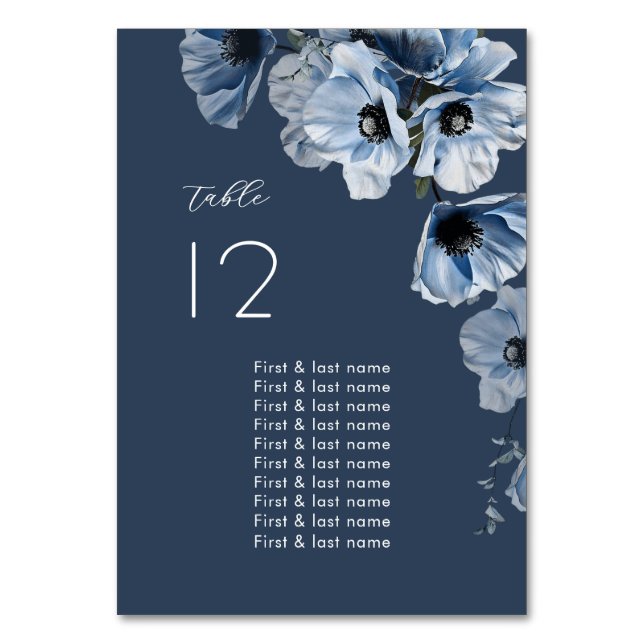 Numéro De Table Mariage Fleurs Bleues Délicates (Par défaut)