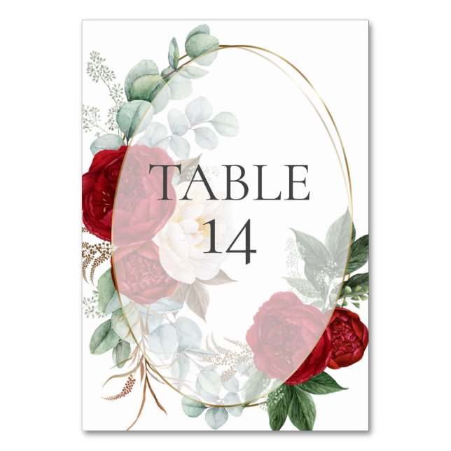 Numéro de table mariage | Fleurs de pivoine rouge  (Par défaut)