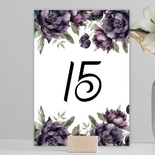 Numéro De Table Mariage Fleurs de Pivoines Noires Gothiques Vintag