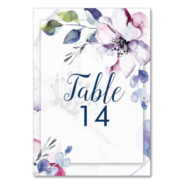 Numéro de table mariage | Fleurs de pomme aquarell (Par défaut)