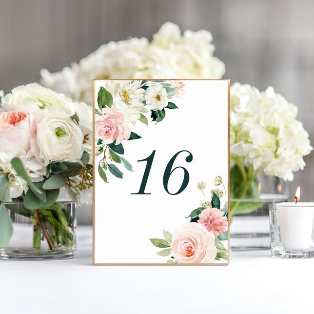 Numéro De Table Mariage floral à fleurs blanches Numéro du tableau (Créateur téléchargé)