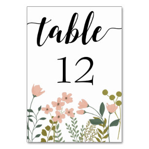 Numéro De Table Mariage floral à ressort rose