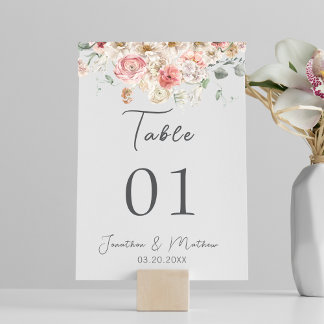 Numéro De Table Mariage Floral Aquarelle Jardin d'Été