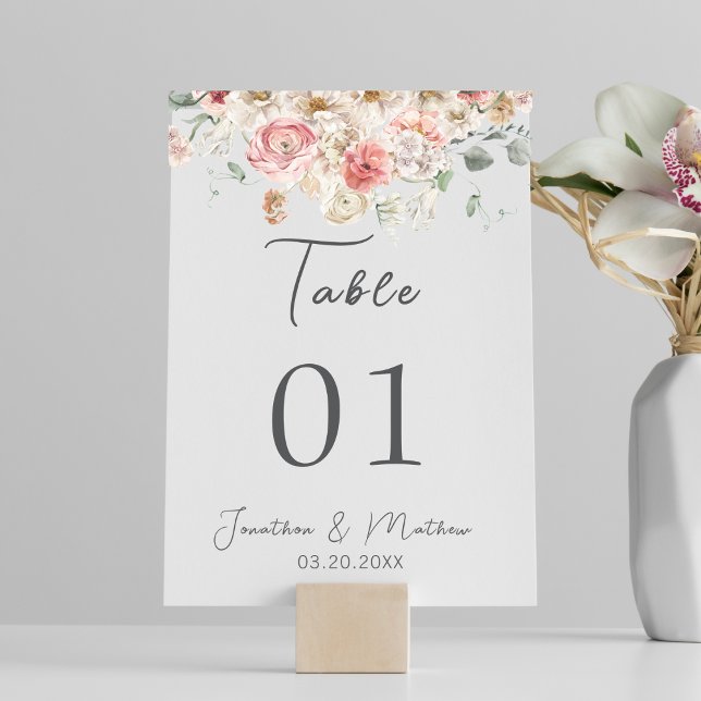 Numéro De Table Mariage Floral Aquarelle Jardin d'Été (Summer Garden Watercolour Floral Wedding Table Number
)