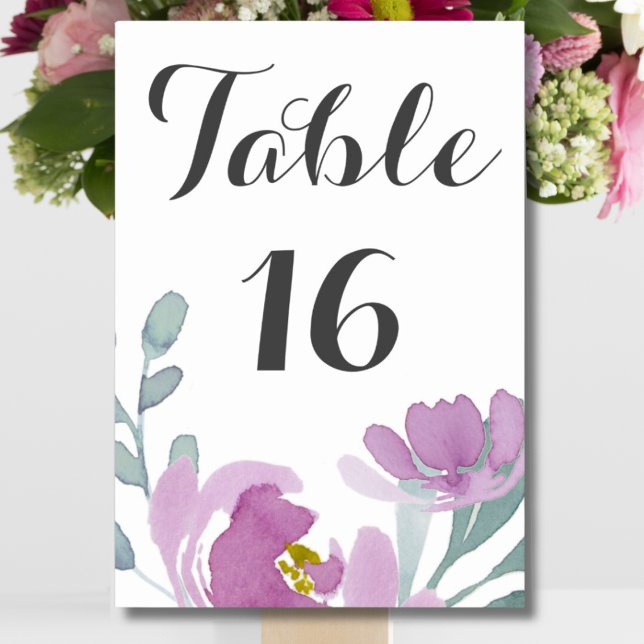 Numéro De Table Mariage Floral Aquarelle Rose Rustique  (Créateur téléchargé)
