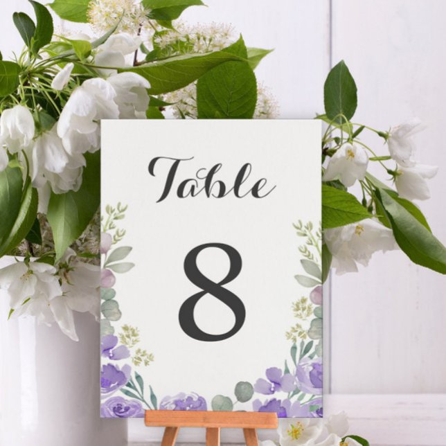 Numéro De Table Mariage Floral Aquarelle Violet Bohème (Créateur téléchargé)