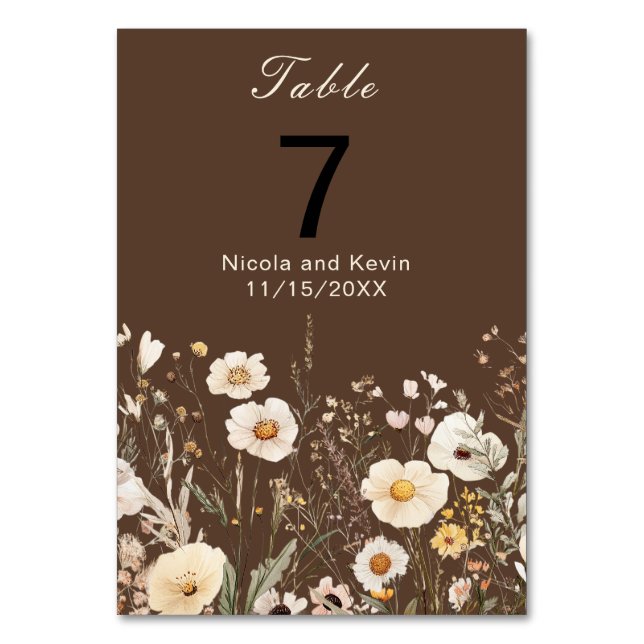 Numéro De Table Mariage Floral Automne Fleur Sauvage (Par défaut)