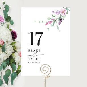 Numéro De Table Mariage Floral aux Couleurs Pastel Élégant et Mini