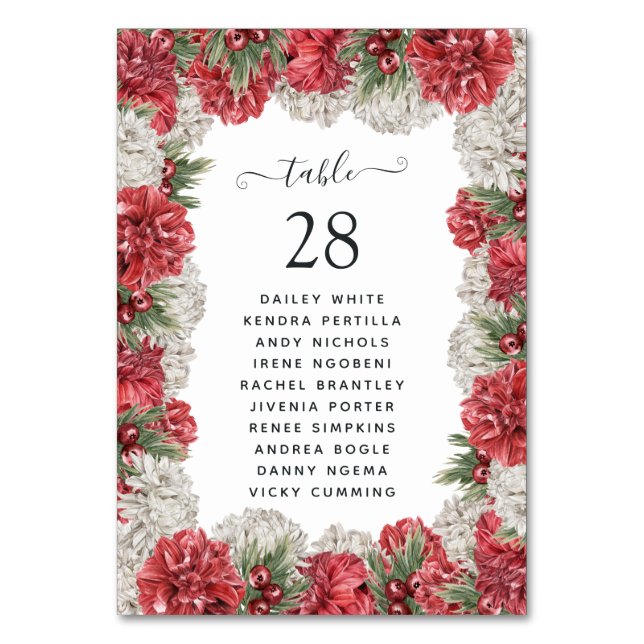 Numéro De Table Mariage floral blanc et Bourgogne (Par défaut)