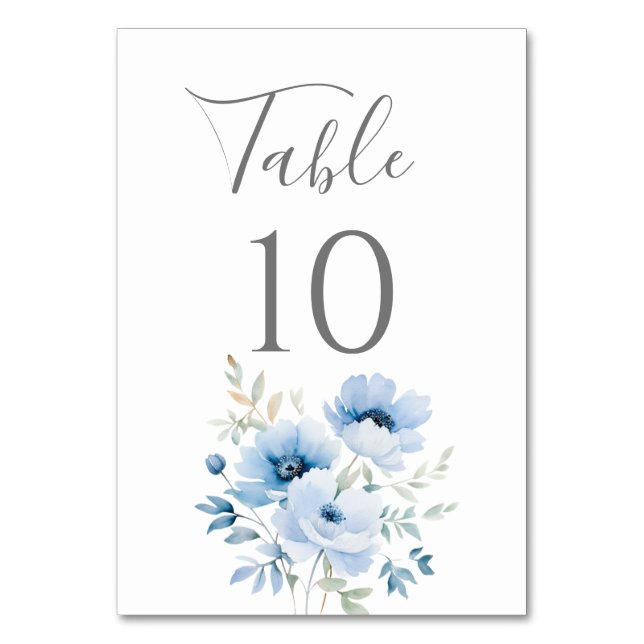 Numéro De Table Mariage Floral Bleu   (Par défaut)