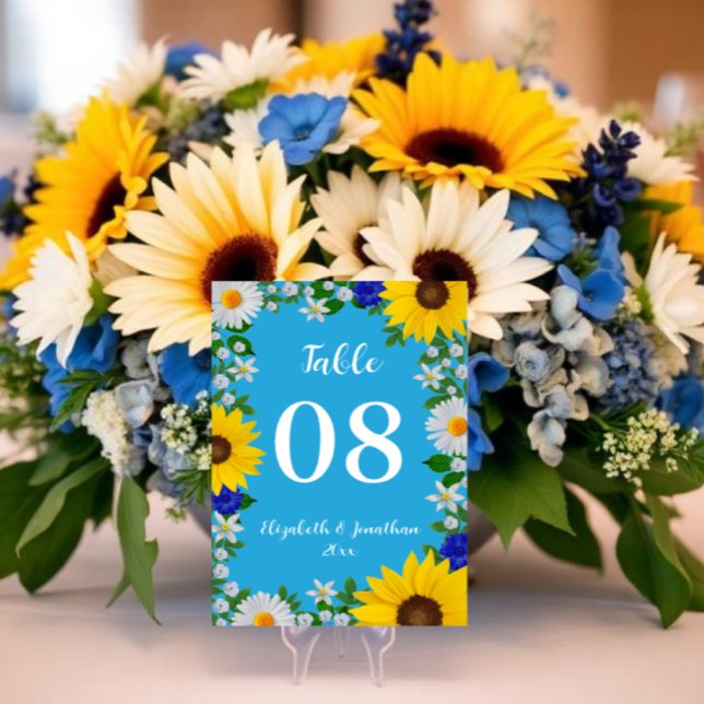 Numéro De Table Mariage Floral bleu ciel d'été (Créateur téléchargé)
