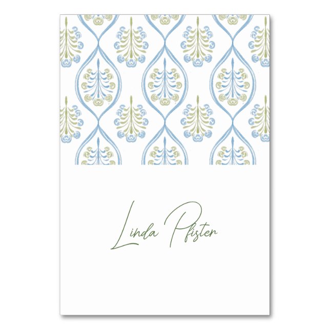 Numéro De Table Mariage floral bleu et vert sur mesure  (Par défaut)