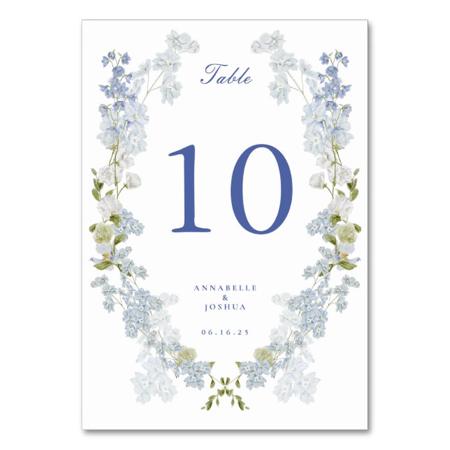 Numéro De Table Mariage Floral bleu français (Par défaut)