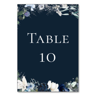 Numéro De Table Mariage floral bleu marine