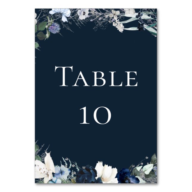 Numéro De Table Mariage floral bleu marine (Par défaut)